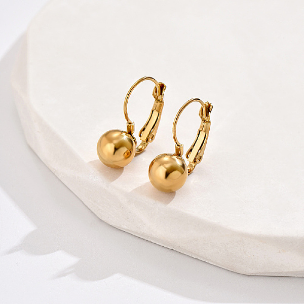 

PandaHall 304 Stainless Steel Leverback Earrings, Round Ball, Real 18K Gold Plated, 18x5mm 304 Stainless Steel Round