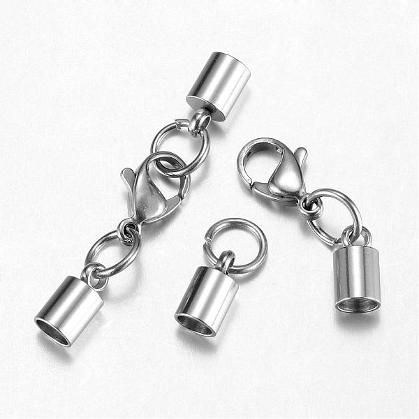 

PandaHall 304 Stainless Steel Lobster Claw Clasps, with Cord Ends, Stainless Steel Color, 37mm 304 Stainless Steel Column