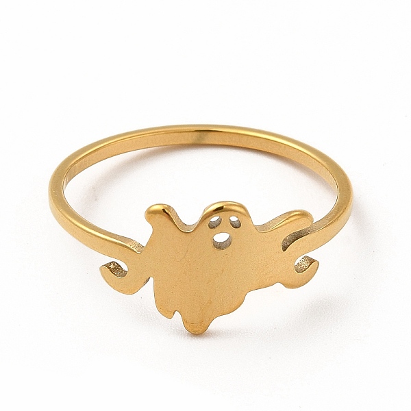 

PandaHall 304 Stainless Steel Hollow Out Ghost Finger Ring for Halloween, Golden, Inner Diameter: 18mm 304 Stainless Steel