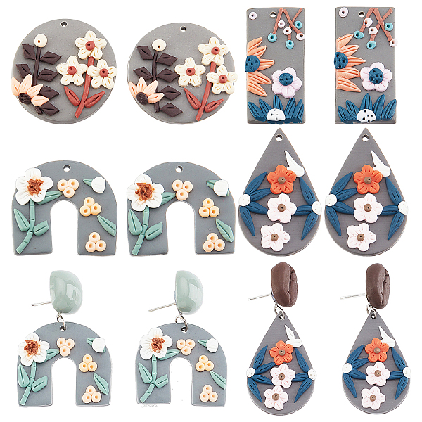 

PandaHall CHGCRAFT 8Pcs 4 Style Handmade Polymer Clay Pendants, Mixed Shape, Mixed Color, 30.5~41x25.5x5.5mm, Hole: 1.5mm, 2pcs/style..., Multicolor