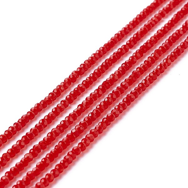 

PandaHall Transparent Glass Beads Strands, Faceted, Round, Red, 2mm, Hole: 0.6mm, about 182~201pcs/strand, 14.57~15.24 inch((37~38.7cm)...