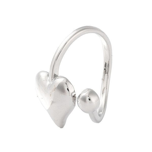 

PandaHall Rack Plating Brass Open Cuff Rings, Cadmium Free & Lead Free, Long-Lasting Plated, Heart, Platinum, US Size 7 1/4(17.5mm) Brass...