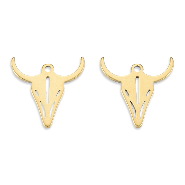 

PandaHall Ion Plating(IP) 201 Stainless Steel Charms, Cattle Head, Real 18K Gold Plated, 14.5x14x1mm, Hole: 1.2mm 201 Stainless Steel Other...