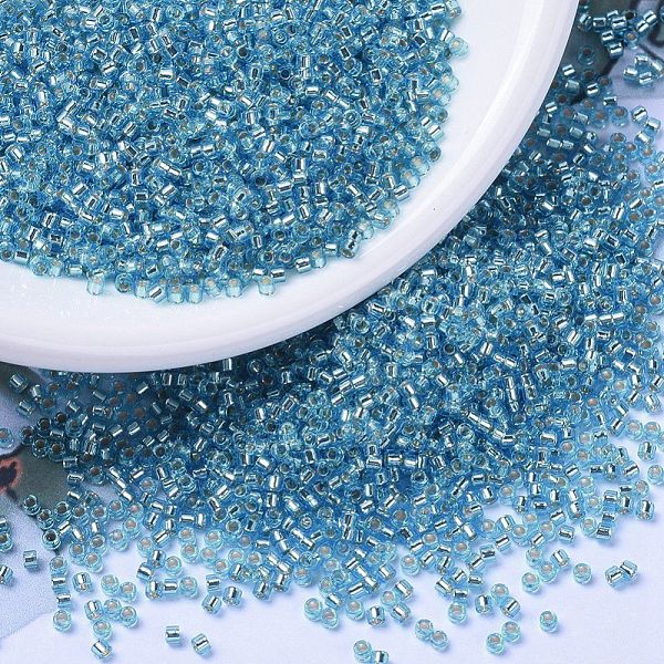 

PandaHall MIYUKI Delica Beads, Cylinder, Japanese Seed Beads, 11/0, (DB1209) Silverlined Ocean Blue, 1.3x1.6mm, Hole: 0.8mm, about..., Cyan