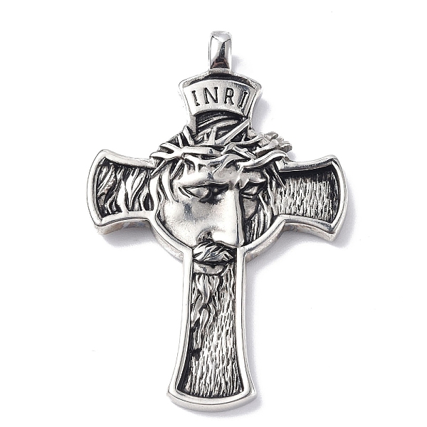 

PandaHall 304 Stainless Steel Big Pendants, Cross with Jesus, Antique Silver, 57x37x5mm, Hole: 4x5mm 304 Stainless Steel Cross