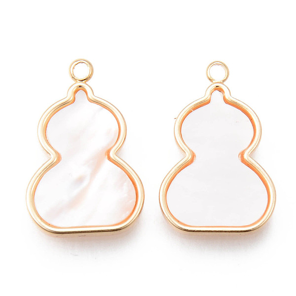 

PandaHall Brass Pendants, with Shell, Gourd, Real 18K Gold Plated, Nickel Free, Seashell Color, 18.5x12x2mm, Hole: 1.4mm Freshwater Shell...