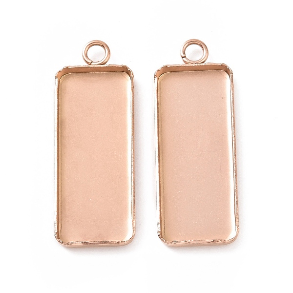 

PandaHall Ion Plating(IP) 304 Stainless Steel Pendant Cabochon Settings, Plain Edge Bezel Cups, Rectangle, Rose Gold, Tray: 10x25mm...