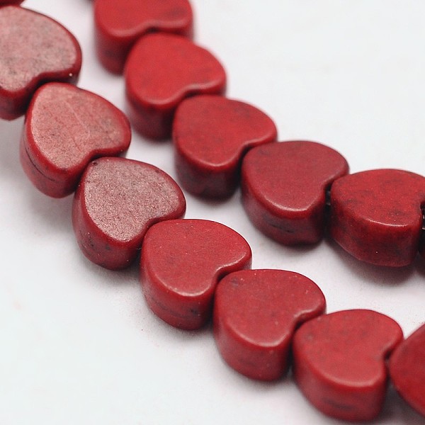 

PandaHall Dyed Synthetical Turquoise Heart Bead Strand, Dark Red, 5x6x3mm, Hole: 1mm, about 79pcs/strand, 15.7 inch Synthetic Turquoise...