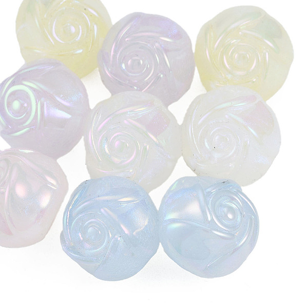 

PandaHall Rainbow Iridescent Plating Acrylic Beads, Glitter Beads, Flower, Mixed Color, 16x19x19mm, Hole: 3mm Acrylic Flower Multicolor