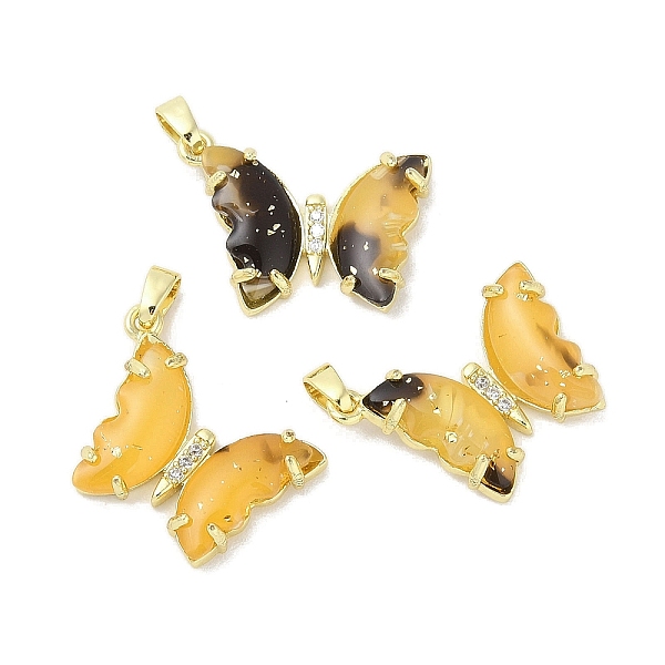 

PandaHall Rack Plating Brass Pendants, With Resion, Cubic Zirconia, Long-Lasting Plated, Lead Free & Cadmium Free, Real 18K Gold, Butterfly...