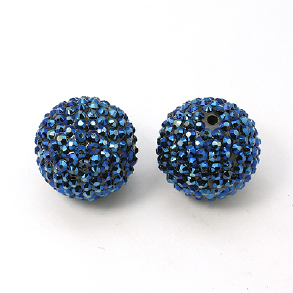 

PandaHall Chunky Resin Rhinestone Bubblegum Ball Beads, Round, Marine Blue, 20mm, Hole: 4mm Resin+Rhinestone Round Blue
