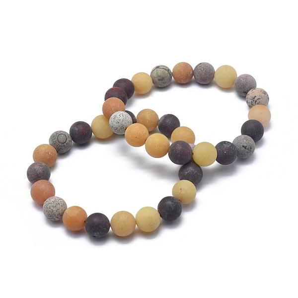 

PandaHall Natural Mixed Gemstone Bead Stretch Bracelets, Frosted, Round, 2-1/8 inch~2-3/8 inch(5.5~6cm), Bead: 8mm Mixed Stone
