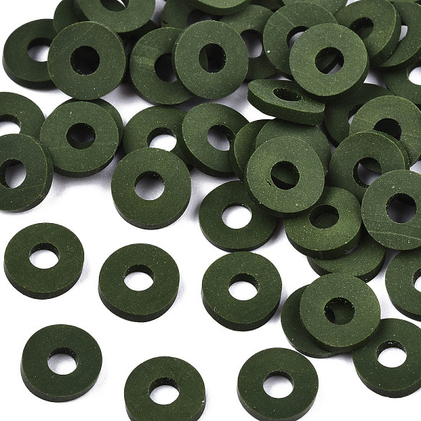 

PandaHall Handmade Polymer Clay Beads, for DIY Jewelry Crafts Supplies, Disc/Flat Round, Heishi Beads, Dark Green, 6x1mm, Hole: 2mm, about...
