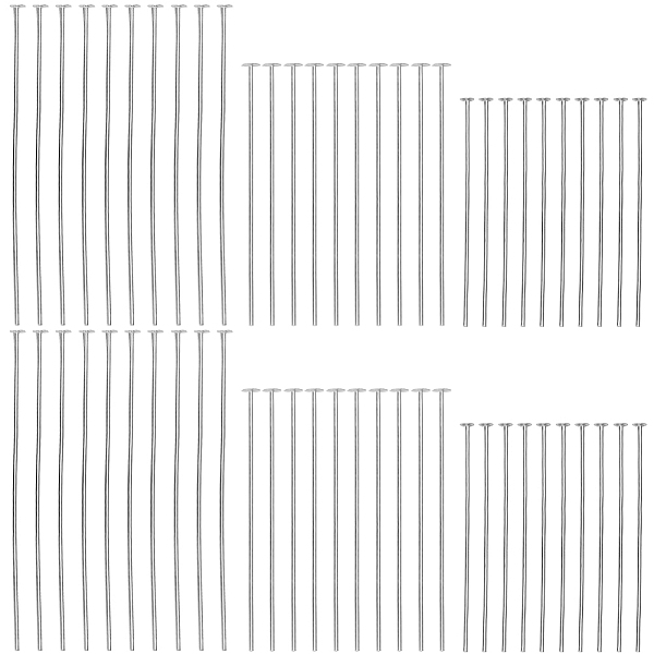 60Pcs 3 Styles 925 Sterling Silver Flat Head Pins