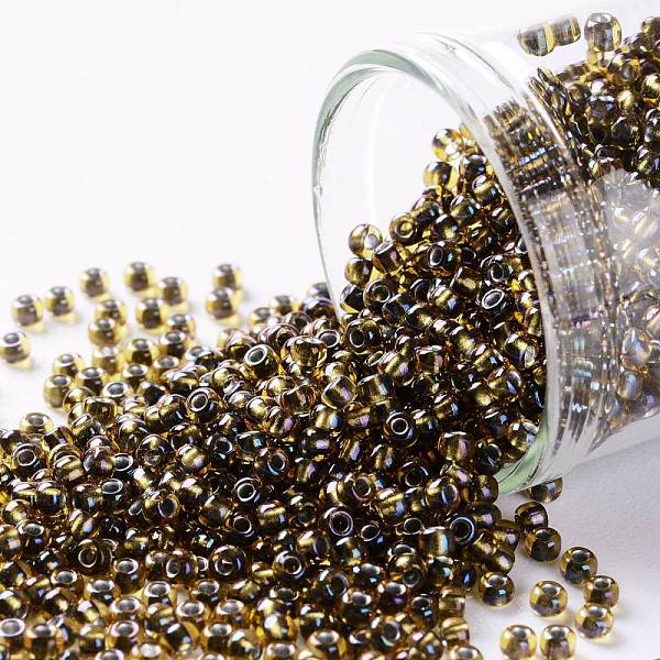 

PandaHall TOHO Round Seed Beads, Japanese Seed Beads, (276) Inside Color Topaz/Gold, 11/0, 2.2mm, Hole: 0.8mm, about 50000pcs/pound Glass..., Brown