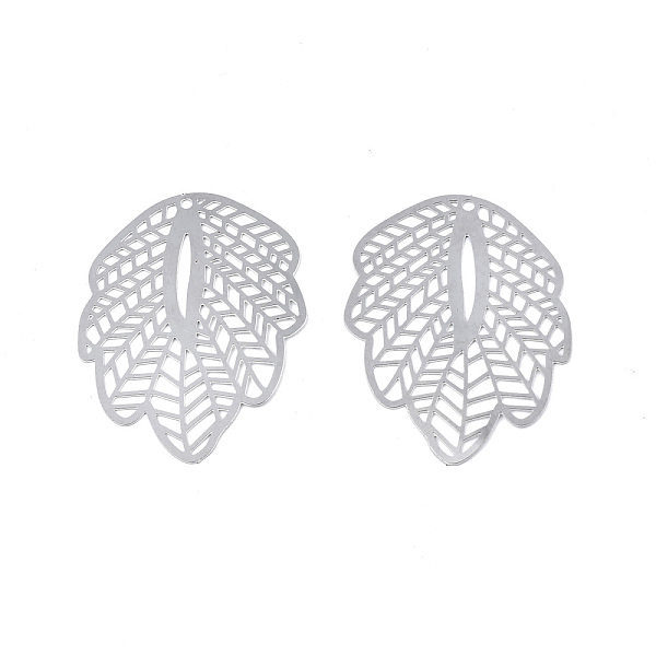 

PandaHall 201 Stainless Steel Pendants, Etched Metal Embellishments, Leaf, Stainless Steel Color, 35x26x0.3mm, Hole: 1.2mm 201 Stainless...