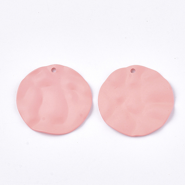

PandaHall Spray Painted Iron Pendants, Flat Round, Light Coral, 28x2.5mm, Hole: 1mm Iron Flat Round Red