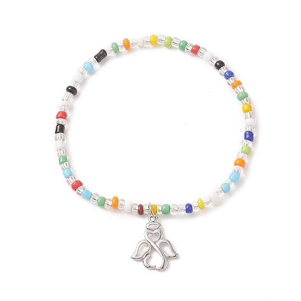 

PandaHall Colorful Seed Beaded Stretch Bracelet with Brass Charms for Women, Angel & Fairy Pattern, Inner Diameter: 2 inch(5.2cm), Pendants...