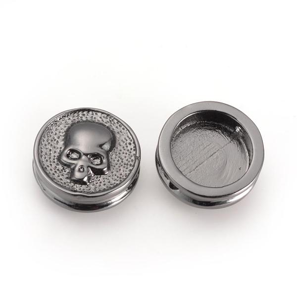 

PandaHall Brass Beads, Flat Round with Skull, Gunmetal, 13.5x5mm, Hole: 1.5mm Brass Flat Round