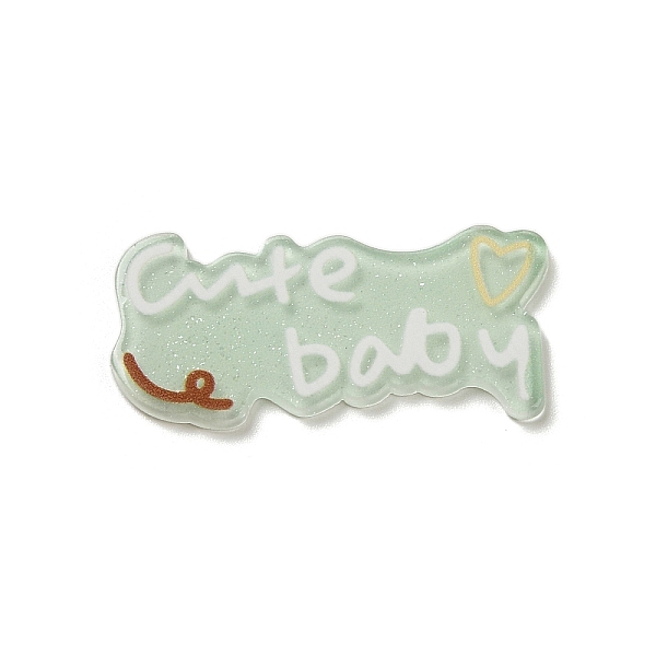 

PandaHall Acrylic Plastic Cabochons, Word, 18.5x37x2mm Acrylic Word Green