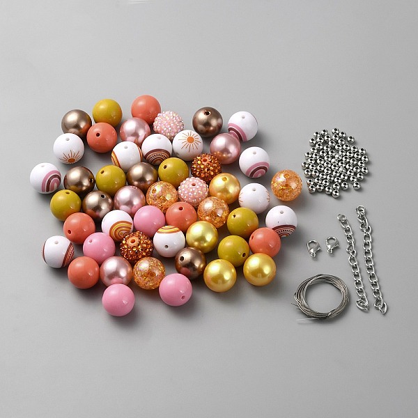 

PandaHall DIY Beaded Bracelet Pendant Decoration Making Kit, Including Acrylic Round Beads, Lobster Claw Clasps, Chain Extenders, Mixed..., Multicolor