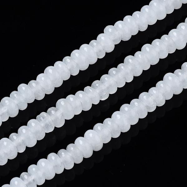 

PandaHall Natural White Jade Beads Strands, Rondelle, 4~5x2mm, Hole: 0.8mm, about 160~165pcs/strand, 14.96~15.35 inch(38~39cm) White Jade...
