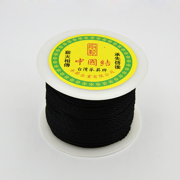 

PandaHall Round String Thread Polyester Fibre Cords, Black, 2mm, about 54.68 yards(50m)/roll Polyester Black