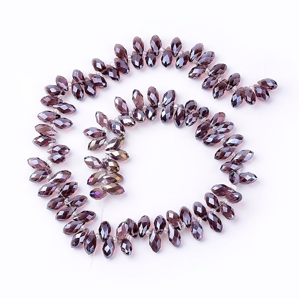 

PandaHall Electroplate Glass Faceted Teardrop Beads Strands, Top Drilled Beads, AB Color Plated, Pale Violet Red, 11.5~13x6mm, Hole: 1mm..., Pink