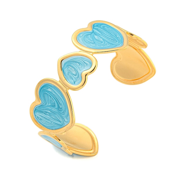

PandaHall Ion Plating(IP) 304 Stainless Steel Enamel Open Cuff Bangles, Heart, Deep Sky Blue, Inner Diameter: 2-3/8 inch(5.9cm), 23mm 304...