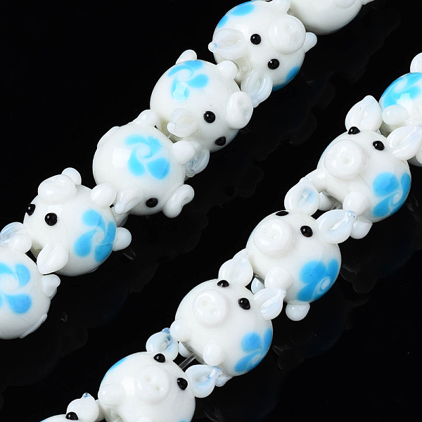 

PandaHall Handmade Bumpy Lampwork Beads Strands, Pig, White, 17.5x13.5x16.5mm, Hole: 2mm, about 34pcs/strand, 18.58 inch(47.2cm) Lampwork...