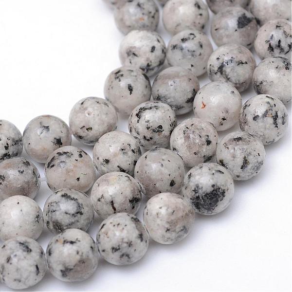 

PandaHall Natural Sesame Jasper/Kiwi Jasper Bead Strands, Round, Light Grey, 8~9mm, Hole: 1mm, about 46~47pcs/strand, 14.9~15.1 inch Sesame..., Gray