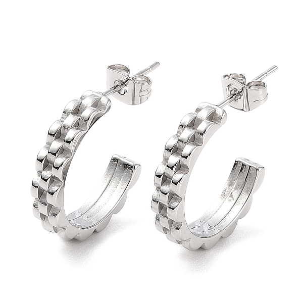 

PandaHall 304 Stainless Steel Round Stud Earrings, Half Hoop Earrings for Women, Stainless Steel Color, 20x4mm 304 Stainless Steel Round