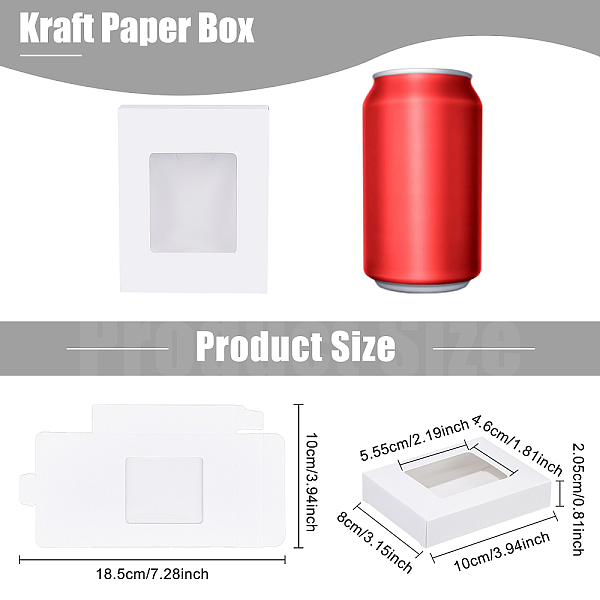 

PandaHall BENECREAT 30Packs 10x8x2cm Clear PVC Window Gift Boxes, Rectangle White Kraft Paper Present Boxes for Fake Nails, Mini Crafts...