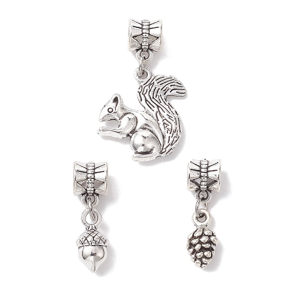 

PandaHall 3Pcs 3 Styles Tibetan Style Alloy Pendants, Squirrel & Cone, Antique Silver, 23.5~32.5mm, Hole: 4.5mm, 1pc/style Alloy Mixed...