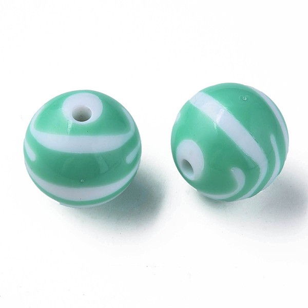 

PandaHall Opaque Striped Acrylic Beads, Round, Aquamarine, 24mm, Hole: 4mm hole: 4mm, about 55pcs/500g. Acrylic Round Green