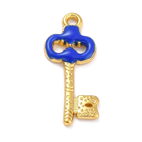 

PandaHall Golden Alloy Enamel Pendants, Long-Lasting Plated, Key, Prussian Blue, 27x12x2mm, Hole: 1.8mm Alloy+Enamel Key
