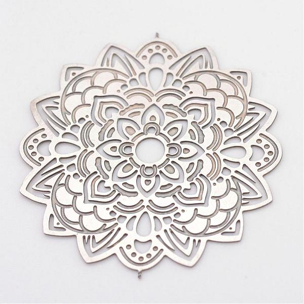 

PandaHall 304 Stainless Steel Filigree Joiners, Flower, Stainless Steel Color, 36x34x0.5mm, Hole: 3.5mm, about 175~190pcs/bag Steel Flower