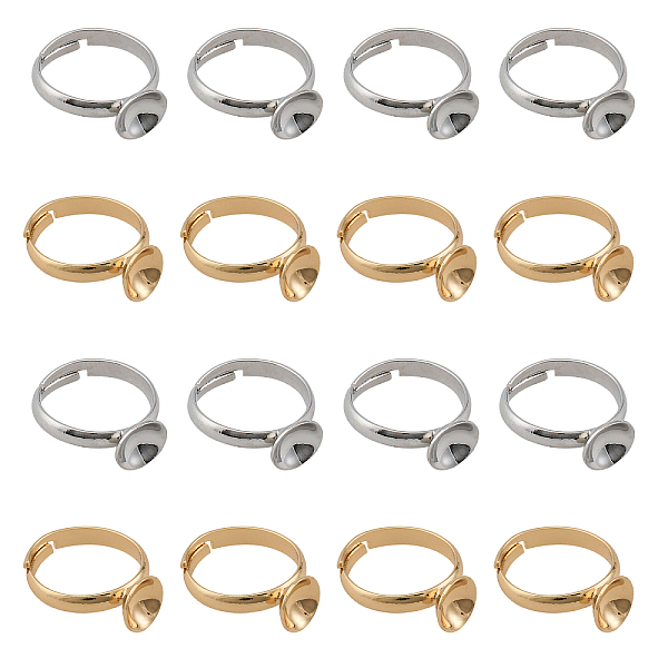 

PandaHall CHGCRAFT 20Pcs 2Colors Adjustable Brass Ring Findings Open Cuff Rings Findings Flat Round Pad Ring Base Settings for DIY Ring...
