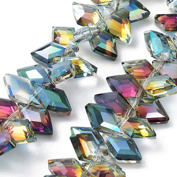 

PandaHall Electroplate Rhombus Glass Beads Strands, Faceted, Dark Cyan, 13x8x4mm, Hole: 1.2mm, about 99~100pcs/strand, 15.35''(39cm) Glass...