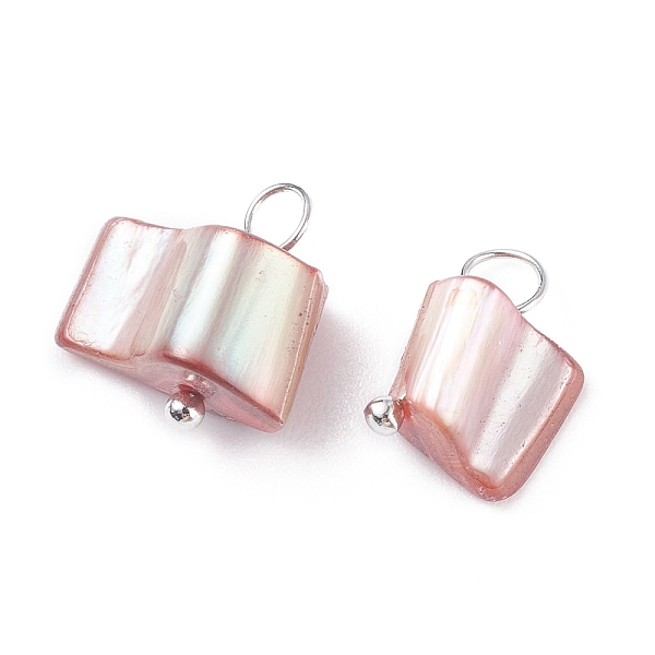 

PandaHall Natural Freshwater Shell Charms, with Platinum Tone Brass Findings, Dyed, Hot Pink, 12~13x8.5~13x6~7.5mm, Hole: 3.6mm Freshwater...