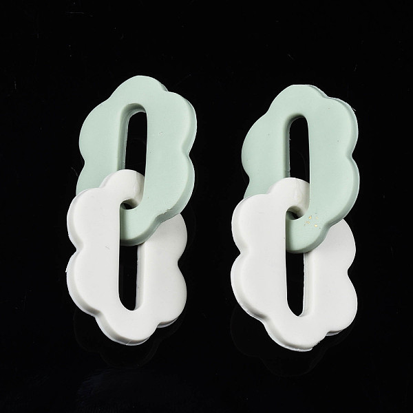 

PandaHall Handmade Polymer Clay Linking Rings, Double Oval Flower, Aquamarine, 51mm, Ring: 32x24x3mm Polymer Clay Flower Green