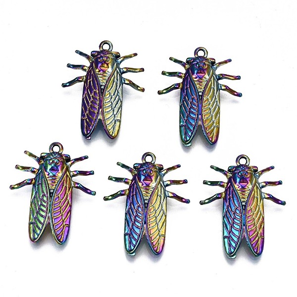 

PandaHall Alloy Pendants, Cadmium Free & Lead Free, Cicada, Rainbow Color, 28x23x4.5mm, Hole: 1.6mm Alloy Insects
