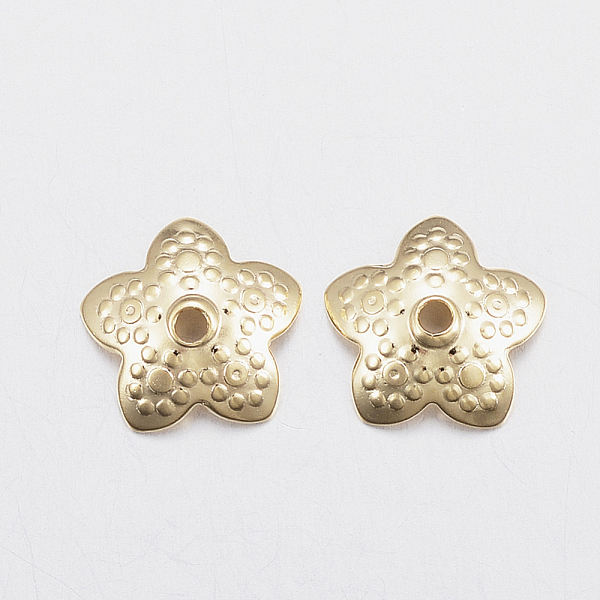 

PandaHall 201 Stainless Steel Bead Caps, Star, Five-Petal, Golden, 10x10.5x2.5mm, Hole: 1.2mm 201 Stainless Steel