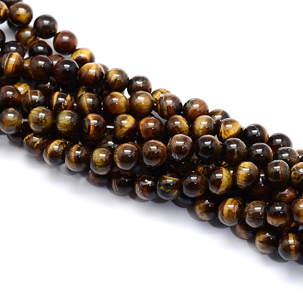 

PandaHall Round Natural Tiger Eye Gemstone Bead Strands, 8mm, Hole: 1mm, about 48pcs/strand, 14.9 inch Tiger Eye Round