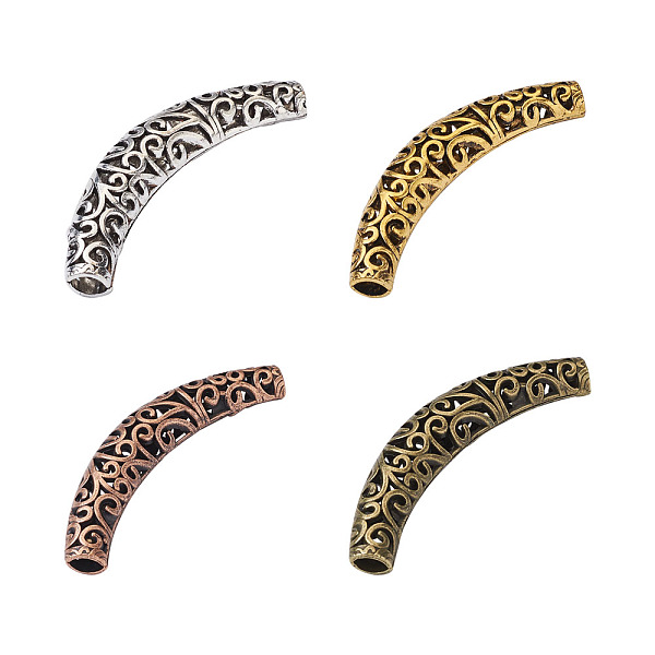 

PandaHall Tibetan Style Hollow Beads, Lead Free & Cadmium Free, Crankle Tube, Mixed Color, 66x12x10mm, Hole: 5.5mm, 20pcs/box Alloy Tube