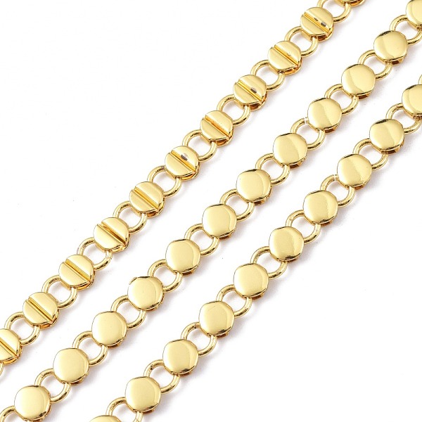 

PandaHall Brass Cable Chains, with Spool, Unwelded, Flat Round, Real 18K Gold Plated, 6x3mm and 6x1mm Brass