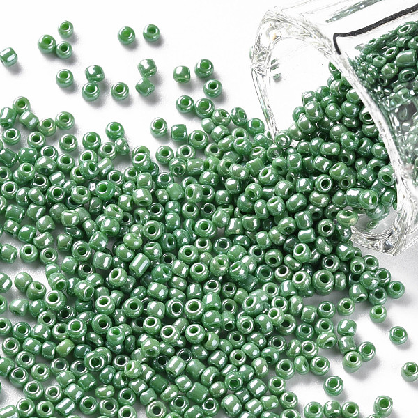 

PandaHall (Repacking Service Available) Glass Seed Beads, Opaque Colors Lustered, Round, Medium Sea Green, 12/0, 2mm, Hole: 1mm, about...