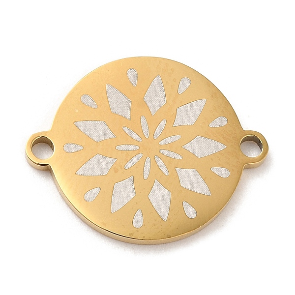 

PandaHall Ion Plating(IP) 304 Stainless Steel Connector Charms, Flat Round Links with Flower Pattern, Golden, 16x20x1.5mm, Hole: 1.6mm 304...