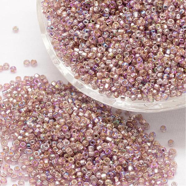 

PandaHall 8/0 Round Glass Seed Beads, Grade A, Silver Lined Square Hole, Transparent Colours Rainbow, Rosy Brown, 2.8~3.2mm, Hole: 1.0mm...