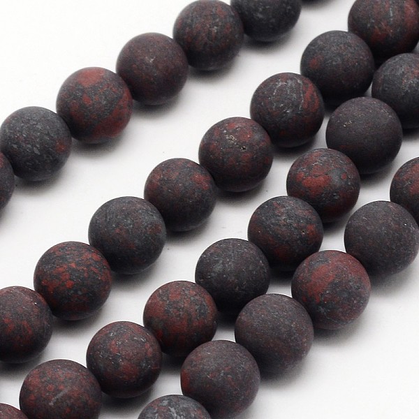 

PandaHall Natural Brecciated Jasper Beads Strands, Frosted, Round, 6mm, Hole: 0.8mm, about 60pcs/strand, 14.1 inch Brecciated Jasper Round..., Red